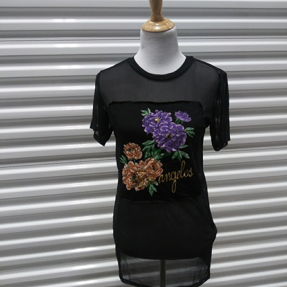 Black Sheer Mesh T-shirt